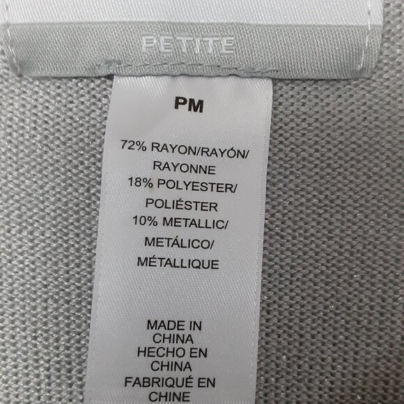 Alfred Dunner Medium Petite Silver Metallic Top w/Attached Shell & Long Sleeves - Picture 3 of 5